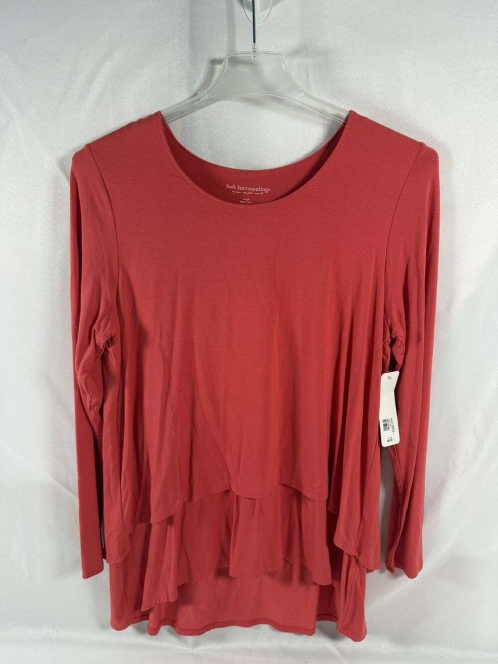 Soft Surroundings Perfect Layers Top Dahlia Red Shirt Womens Size Large NEW